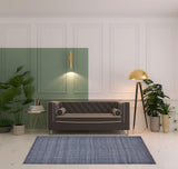 5' X 8' Blue Hand Woven Area Rug