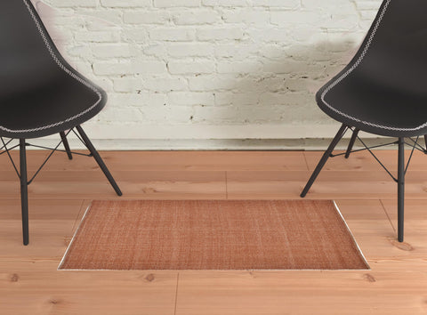 2' X 3' Orange Hand Woven Area Rug