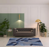 5' X 8' Blue And Silver Wool Mosaic Hand Tufted Area Rug