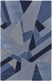 5' X 8' Blue And Silver Wool Mosaic Hand Tufted Area Rug