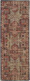 8' Red Tan And Black Abstract Power Loom Distressed Stain Resistant Runner Rug