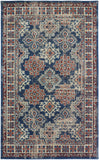 5' X 8' Blue Red And Ivory Abstract Power Loom Distressed Stain Resistant Area Rug