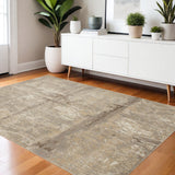 4' X 6' Tan Ivory And Brown Abstract Area Rug