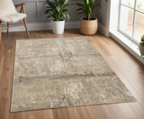 4' X 6' Tan Ivory And Brown Abstract Area Rug