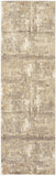 8' Tan Ivory And Brown Abstract Distressed Runner Rug