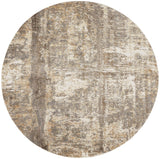 8' Tan Ivory And Brown Abstract Round Rug