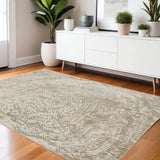 4' X 6' Gray Ivory And Tan Abstract Area Rug