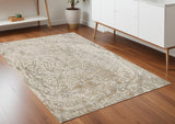 4' X 6' Gray Ivory And Tan Abstract Area Rug