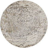 8' Gray Ivory And Tan Abstract Round Rug