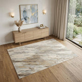 4' X 6' Brown and Ivory Abstract Non Skid Area Rug