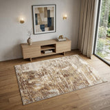 4' X 6' Tan Ivory And Brown Abstract Area Rug