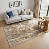 5' X 8' Tan and Ivory Abstract Non Skid Area Rug