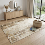 4' X 6' Tan Ivory And Gray Abstract Area Rug