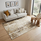 5' X 8' Tan Ivory And Gray Abstract Area Rug