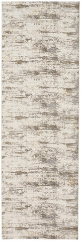 8' Brown and Ivory Abstract Distressed Runner Rug