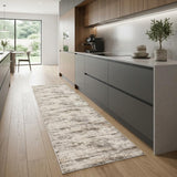 8' Brown and Ivory Abstract Distressed Runner Rug