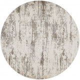 8' Brown and Ivory Abstract Non Skid Round Rug
