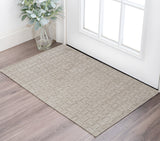 2' X 3' Ivory And Brown Striped Hand Woven Area Rug