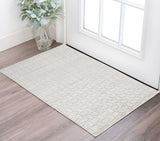 2' X 3' Silver and White Striped Hand Woven Area Rug