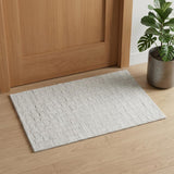 2' X 3' Silver and White Striped Hand Woven Area Rug