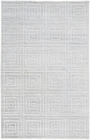 2' X 3' Silver and White Striped Hand Woven Area Rug
