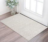 2' X 3' Gray and Ivory Striped Hand Woven Area Rug