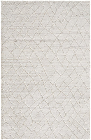 2' X 3' Gray and Ivory Striped Hand Woven Area Rug