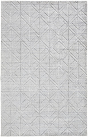 2' X 3' Silver And White Geometric Hand Woven Area Rug