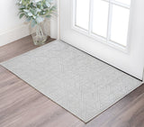2' X 3' Silver And White Geometric Hand Woven Area Rug
