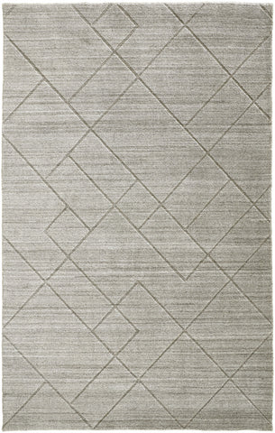2' X 3' Ivory And Silver Striped Hand Woven Area Rug