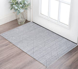2' X 3' Gray And Silver Striped Hand Woven Area Rug