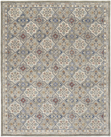 8' X 10' Navy Blue And Gray Striped Washable Indoor Outdoor Area Rug