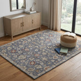 4' X 6' Gray Ivory And Red Wool Floral Tufted Handmade Stain Resistant Area Rug