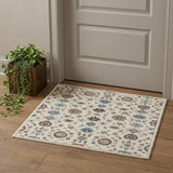 2' X 3' Ivory and Blue Wool Floral Hand Tufted Area Rug