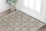2' X 3' Ivory and Blue Wool Floral Hand Tufted Area Rug