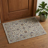 2' X 3' Ivory and Blue Wool Floral Hand Tufted Area Rug