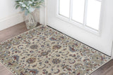 2' X 3' Ivory and Blue Wool Floral Hand Tufted Area Rug