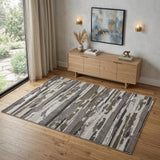 4' X 6' Gray Ivory And Brown Abstract Distressed Area Rug