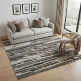 5' X 8' Gray Ivory And Brown Abstract Distressed Area Rug