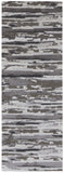 8' Gray Ivory And Brown Abstract Distressed Runner Rug