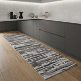 8' Gray Ivory And Brown Abstract Distressed Runner Rug