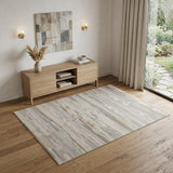 4' X 6' Brown Ivory And Tan Abstract Distressed Area Rug