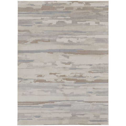 5' X 8' Brown Ivory And Tan Abstract Distressed Area Rug