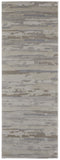 8' Brown Ivory And Tan Abstract Distressed Runner Rug