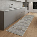 8' Brown Ivory And Tan Abstract Distressed Runner Rug