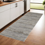 8' Brown Ivory And Tan Abstract Distressed Runner Rug