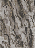 5' X 8' Brown and Ivory Abstract Power Loom Distressed Area Rug