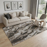 5' X 8' Brown and Ivory Abstract Power Loom Distressed Area Rug