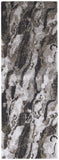 8' Brown And Ivory Abstract Runner Rug