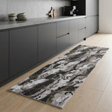 8' Brown And Ivory Abstract Runner Rug